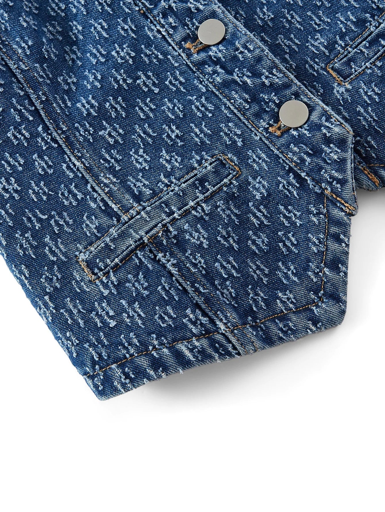 X PRISCILA amp JIMENA MOTF PREMIUM TEXTURED BUTTON UP DENIM VEST