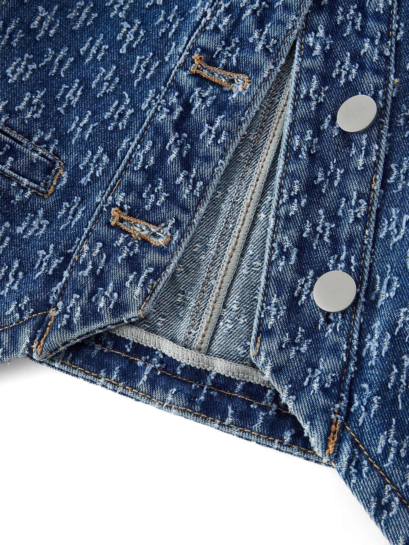 X PRISCILA amp JIMENA MOTF PREMIUM TEXTURED BUTTON UP DENIM VEST