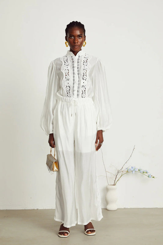 Zuri Shirt & Trousers Lace Set Jacqueline van Hoef