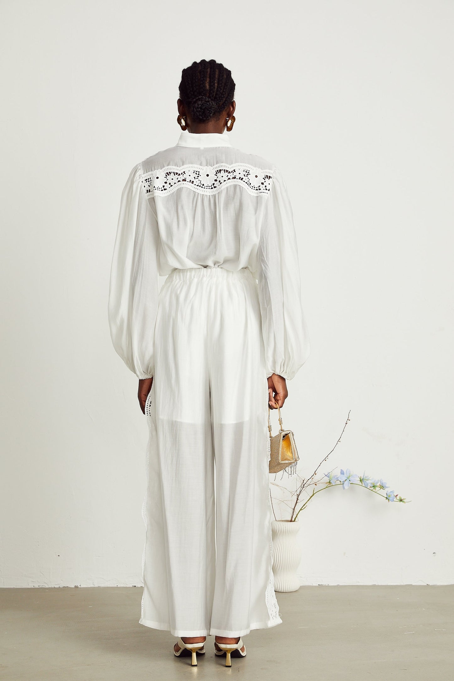 Yasmine semisheer shirt trousers matching set