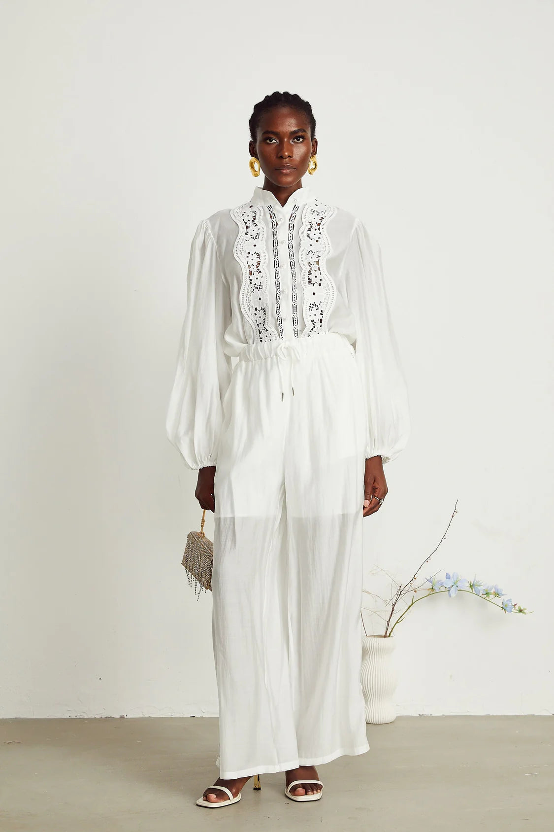 Zuri Shirt & Trousers Lace Set Jacqueline van Hoef