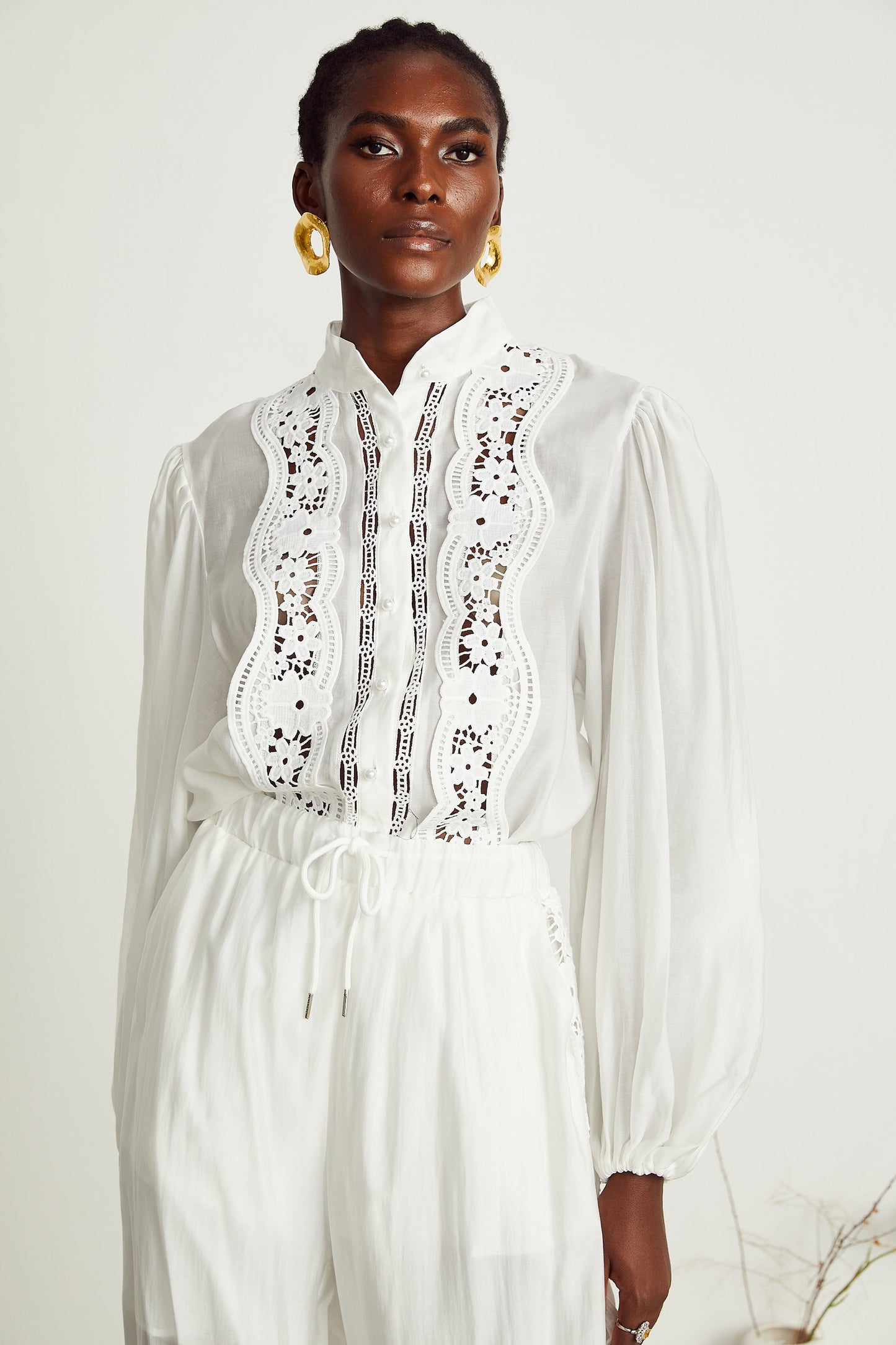 Yasmine semisheer shirt trousers matching set