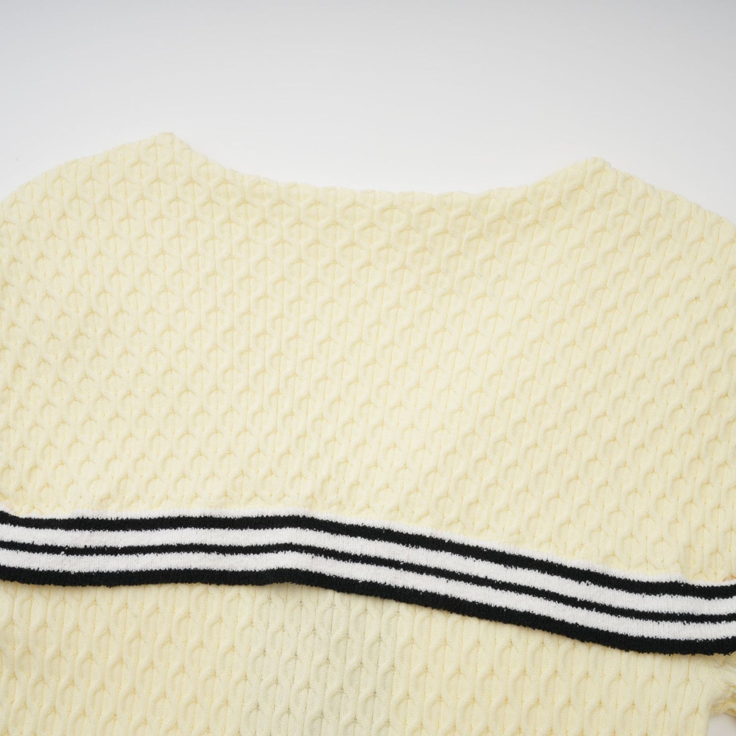 Yellow knitted dress with sailor collar in Madeleine style