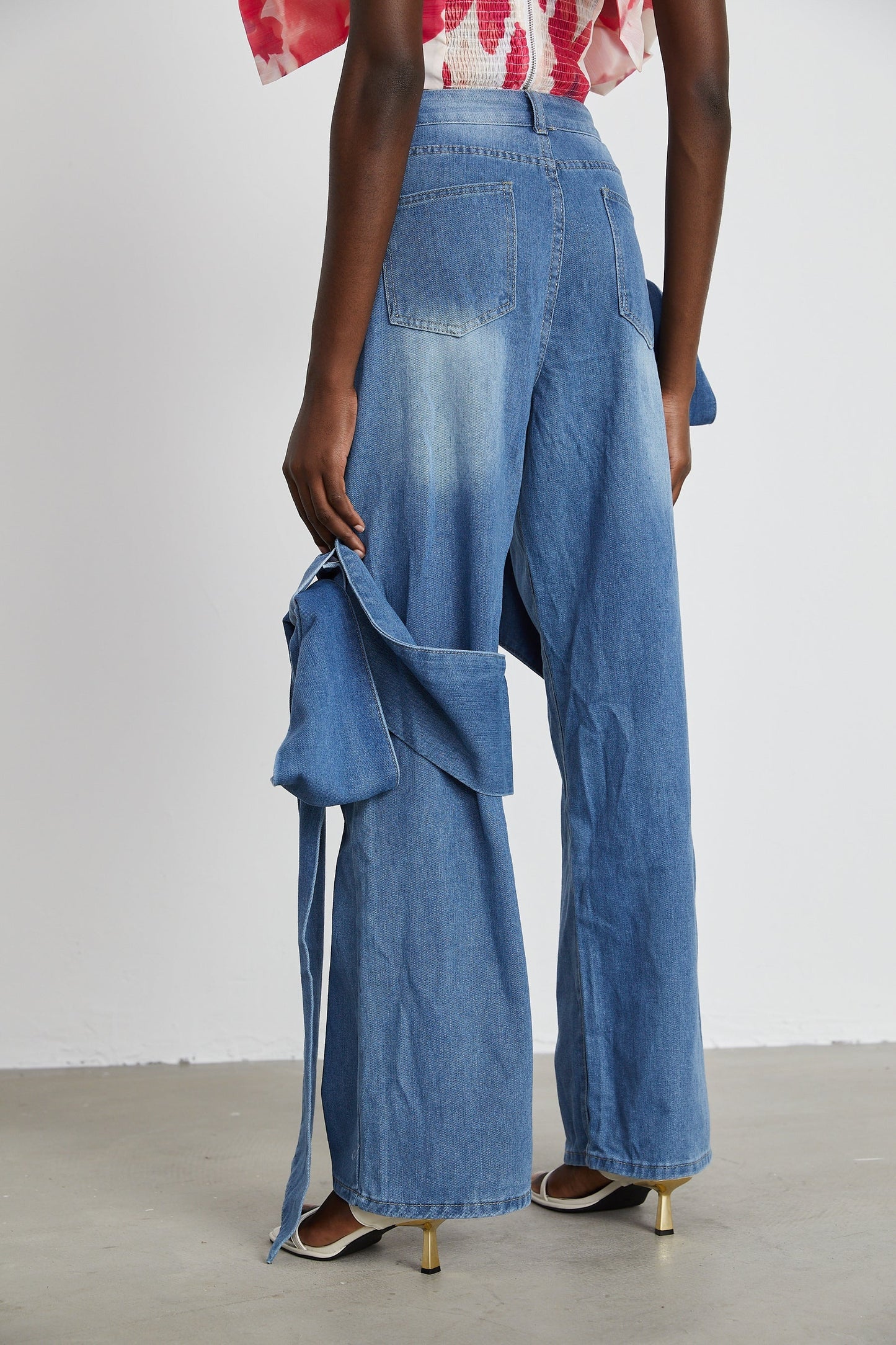 Ysabella bowdetail wideleg jeans
