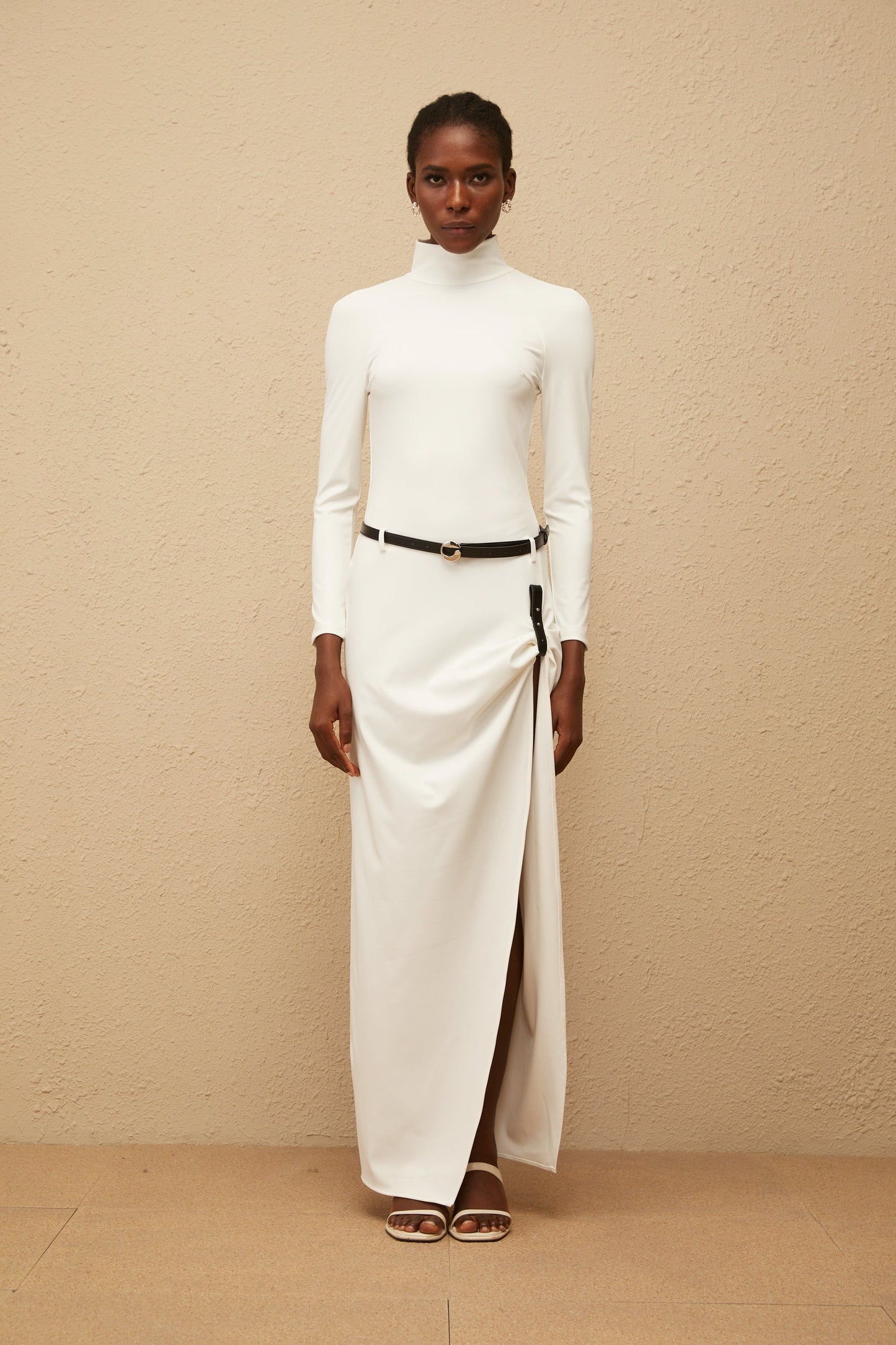 Zephyrine White Gathered OpenBack Maxi Dress