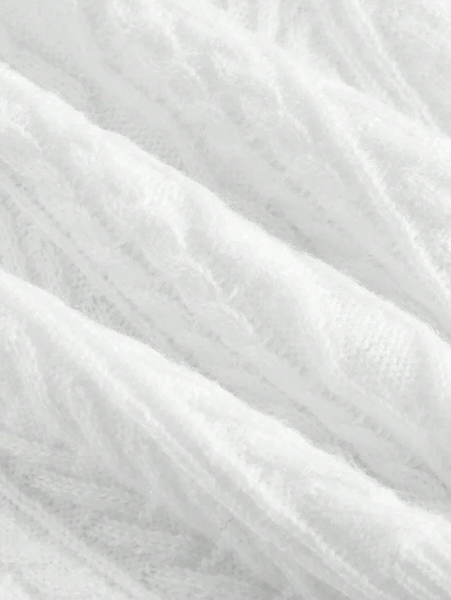 Zip Half Placket Cable Knit Top