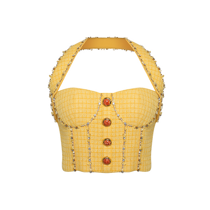 Sophia Embellished Halter Crop Top