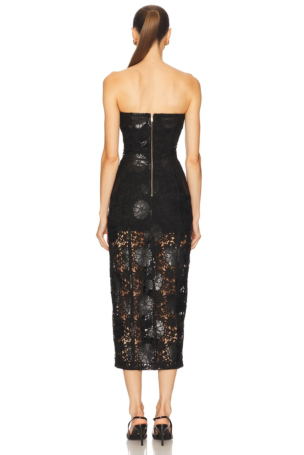 Misha Faux Leather Guipure Midi Dress Generation Love