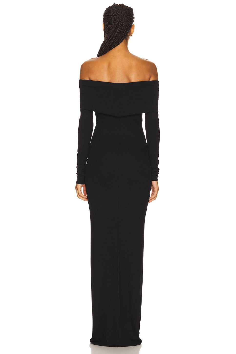 Long Sleeve Off-Shoulder Butter Rib Maxi Dress Eterne