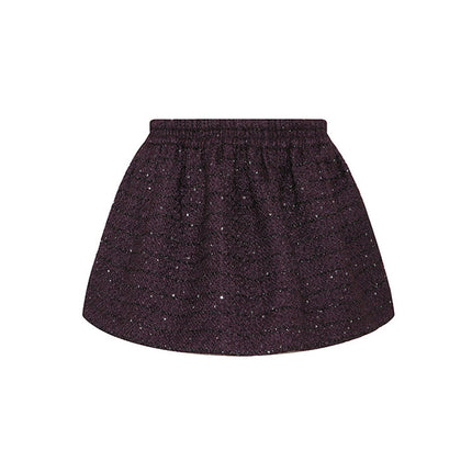 A-line wool-blend mini skirt with shimmer detailing, an elastic waistband, and a flattering high-waisted design. Made from 94.3% polyester, 5.7% wool, and lined with 100% polyester