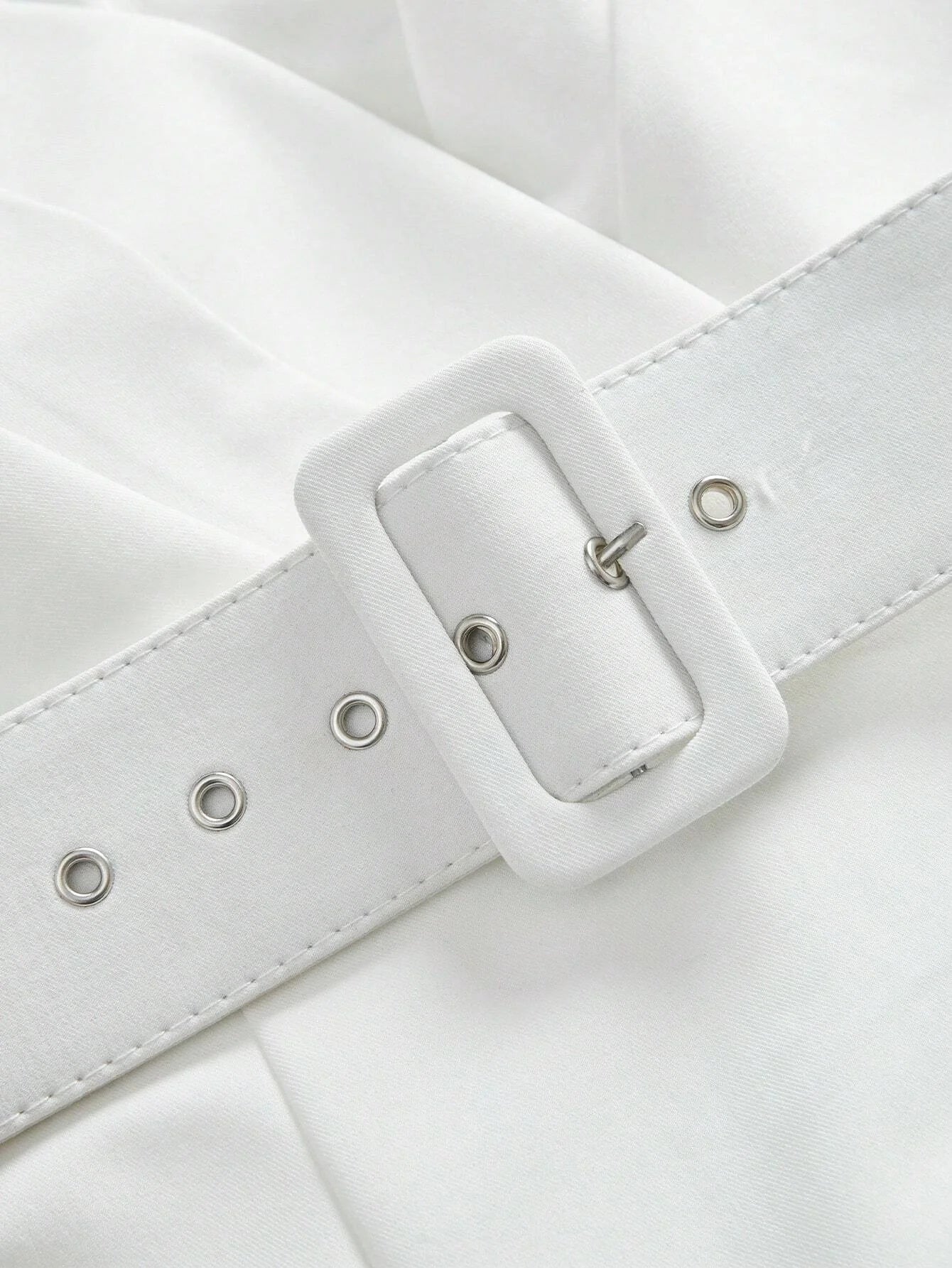 1pc Women Solid Color Straight Double Layer Puff Sleeve Belt Dress