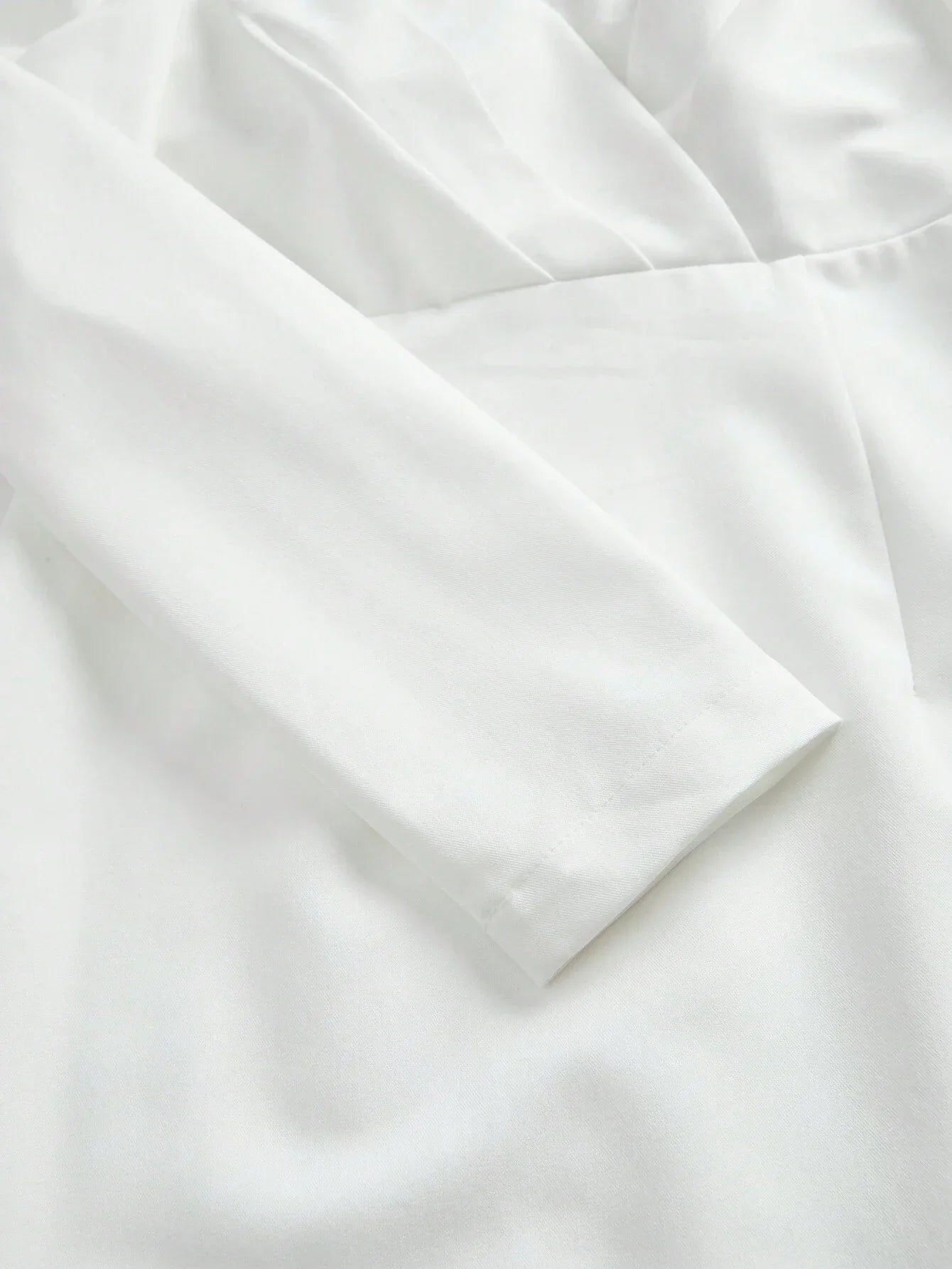 1pc Women Solid Color Straight Double Layer Puff Sleeve Belt Dress