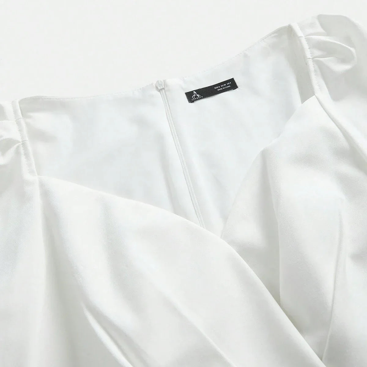 1pc Women Solid Color Straight Double Layer Puff Sleeve Belt Dress