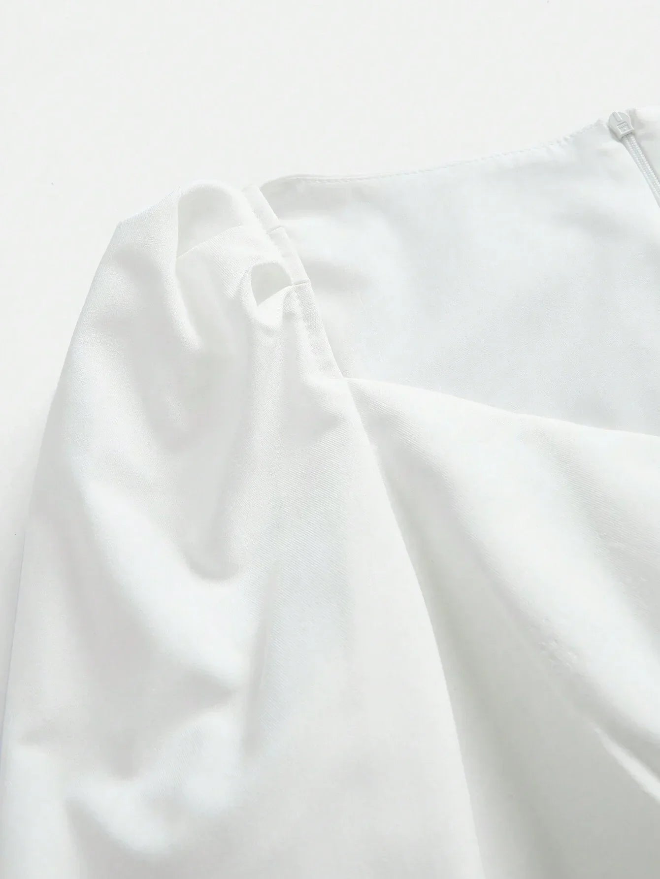 1pc Women Solid Color Straight Double Layer Puff Sleeve Belt Dress