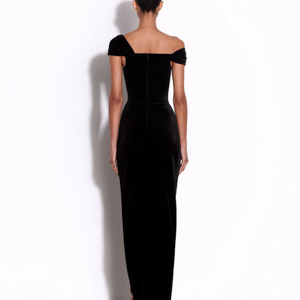 Skye in 2025 Black Dress with Timeless Elegance by Alex Perry floor-length strapless dress in Italy with natural waistline sheath style solid pattern lightweight stretch fabric stand neckline sleeveless style
