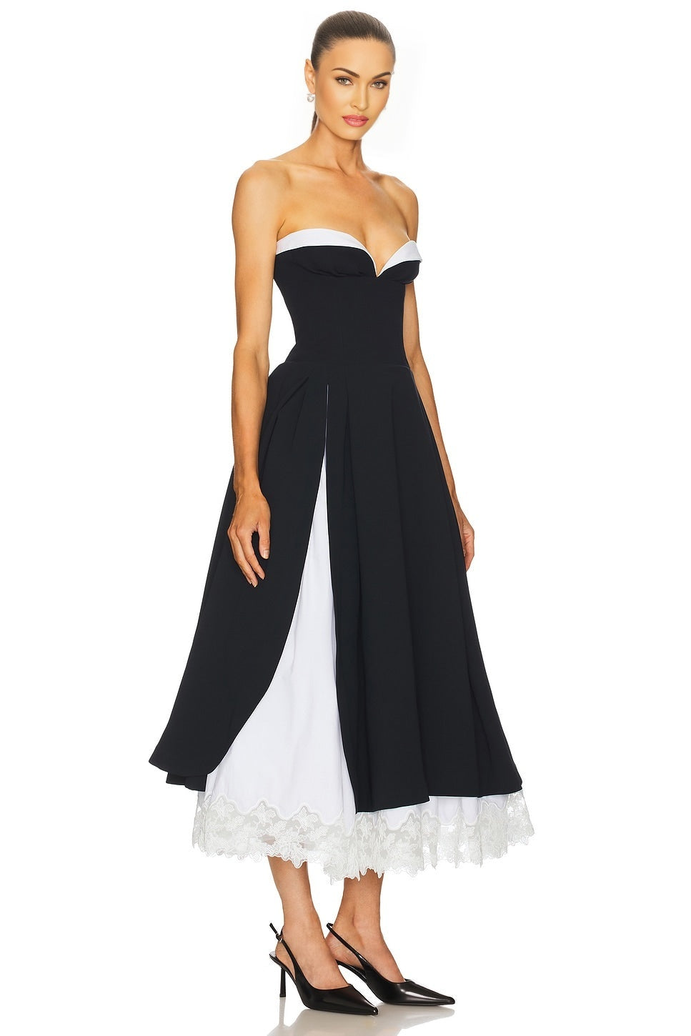 The Finale Midi Dress With Lace & Poplin Helsa