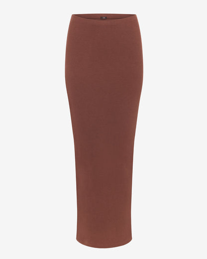 Rib maxi skirt maple