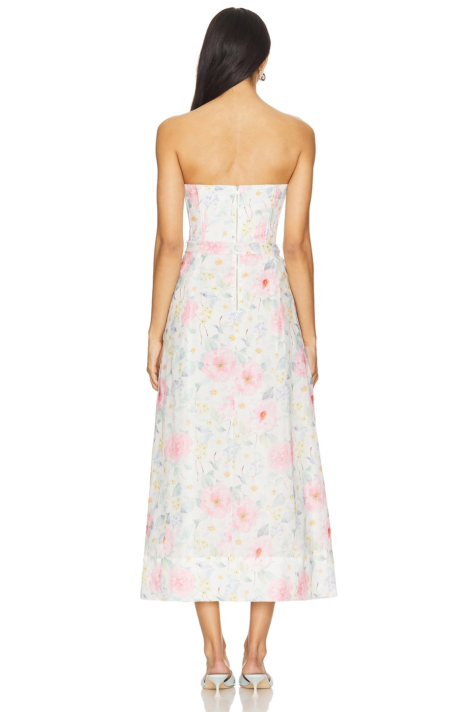 Floral Printed Tie Midi Dress Bardot