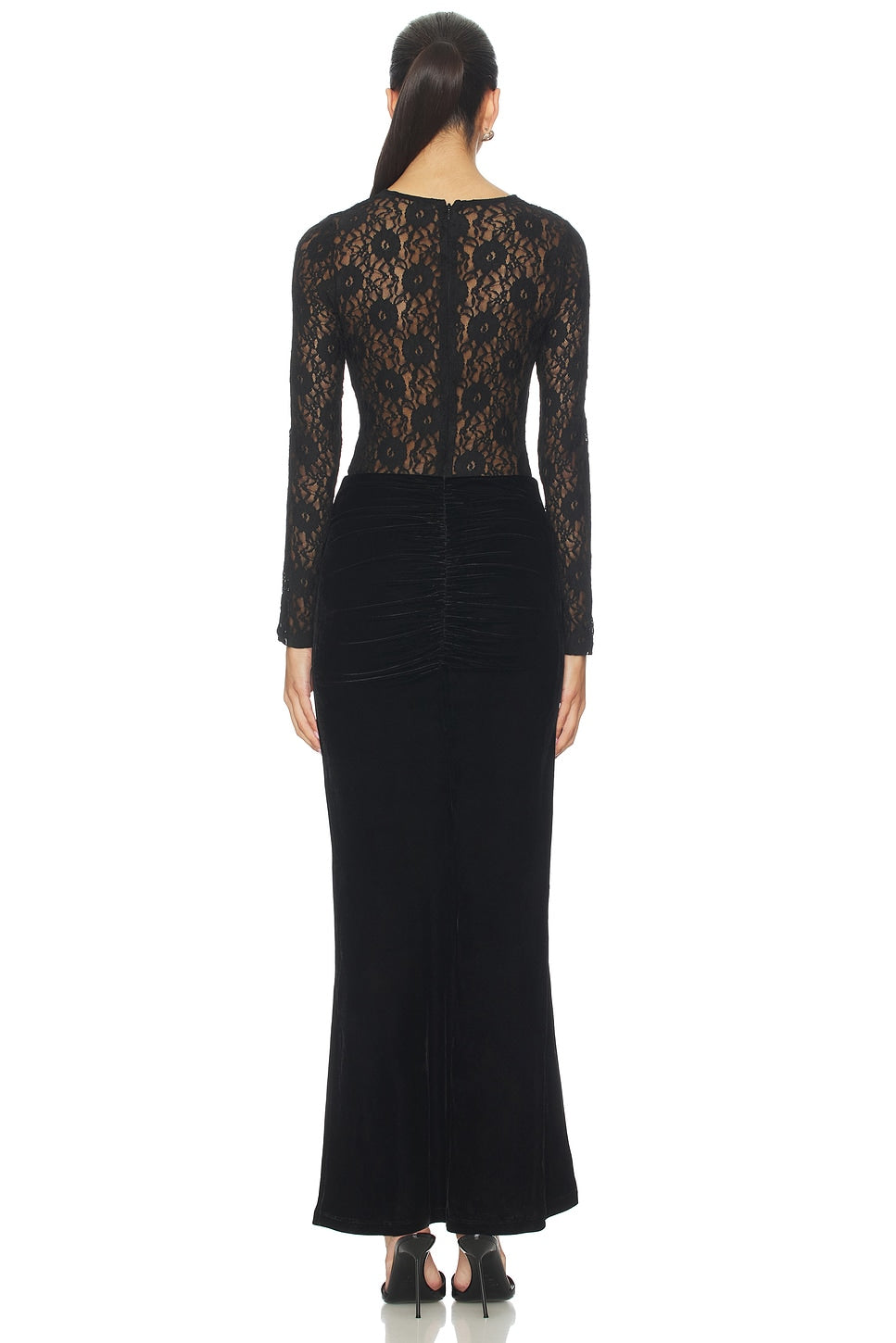 Helenie Velour Lace Maxi Dress Bardot