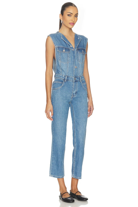 x We The Free All You Need Denim Coverall In Bea Blue Free People