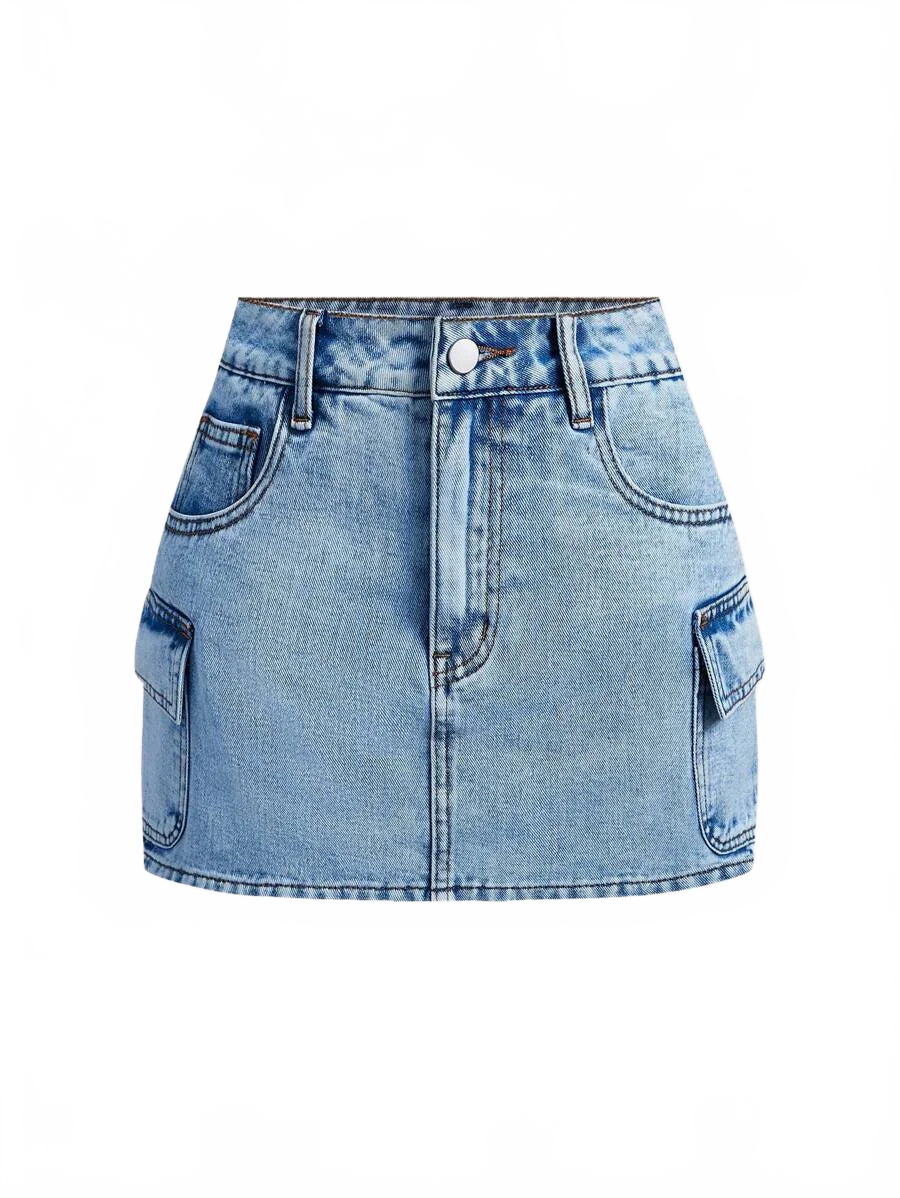 Patrizia Denim Shorts Women High Waist Cargo Style in Blue
