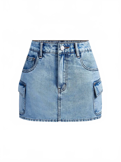 Patrizia Denim Shorts Women High Waist Cargo Style in Blue
