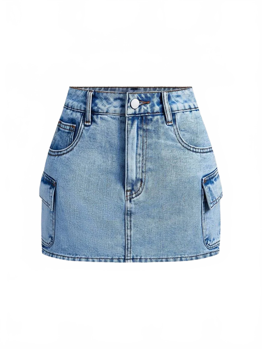 Patrizia Denim Shorts Women High Waist Cargo Style in Blue