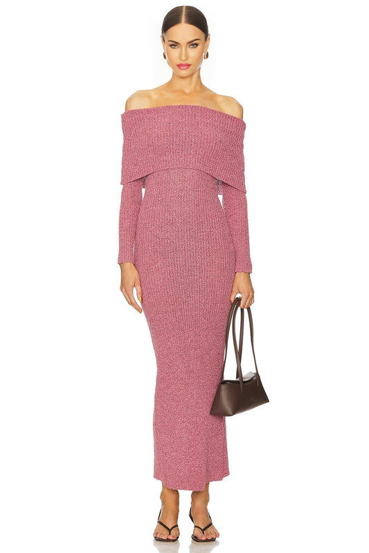 Lenora Off Shoulder Dress Line & Dot