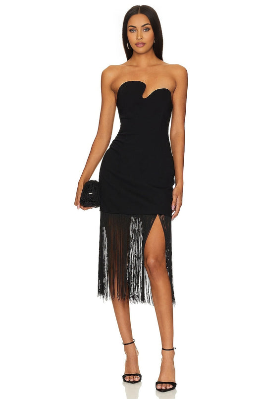 Puzzle Strapless With Fringe Dress Amanda Uprichard