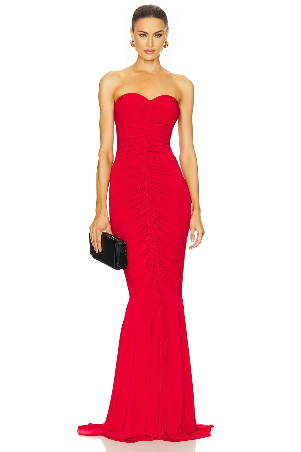 x Strapless Shirred Front Fishtail Gown Norma Kamali