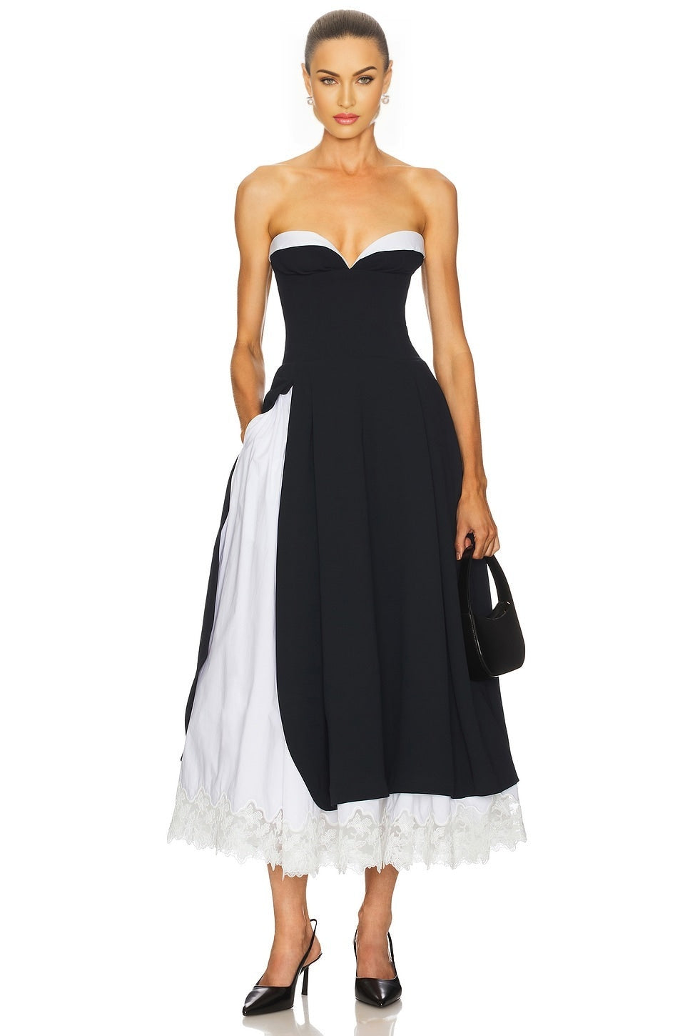 The Finale Midi Dress With Lace & Poplin Helsa