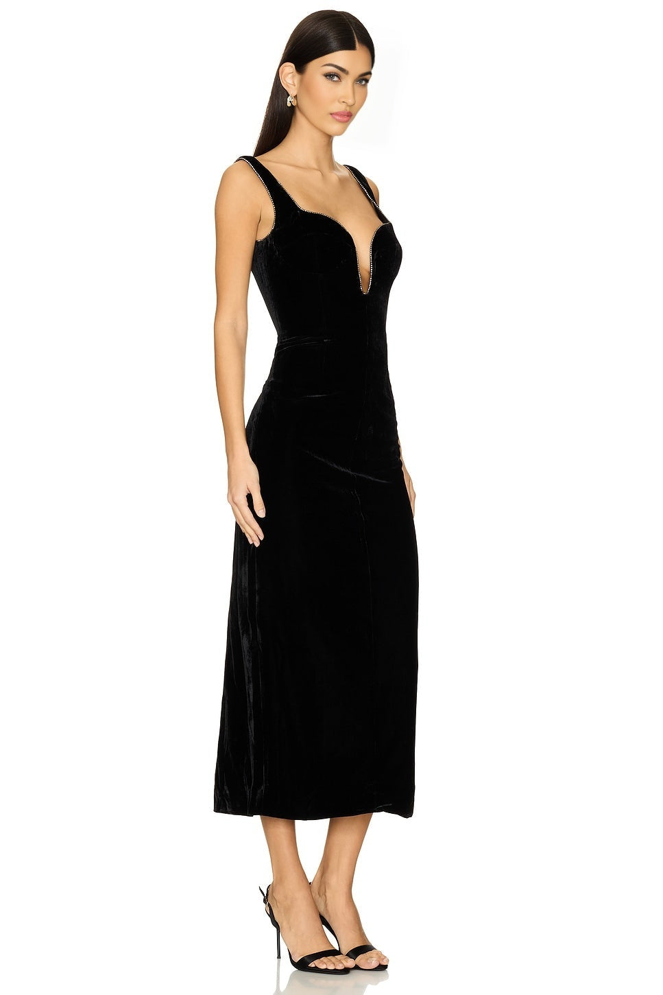 Brooklyn Velour Midi Dress Bardot