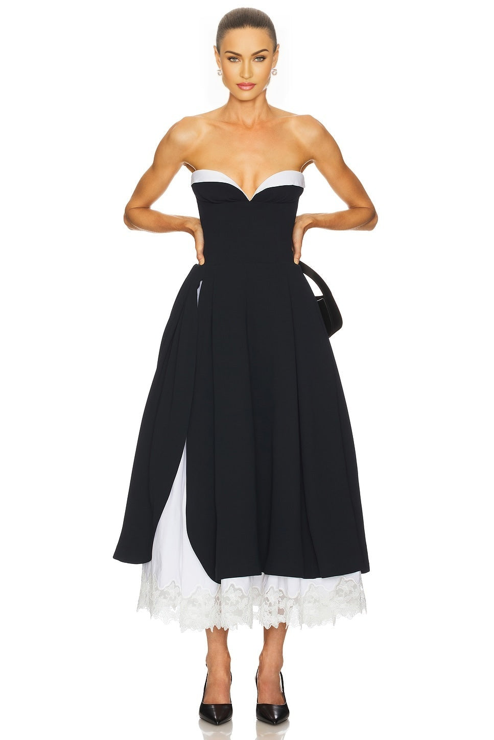 The Finale Midi Dress With Lace & Poplin Helsa