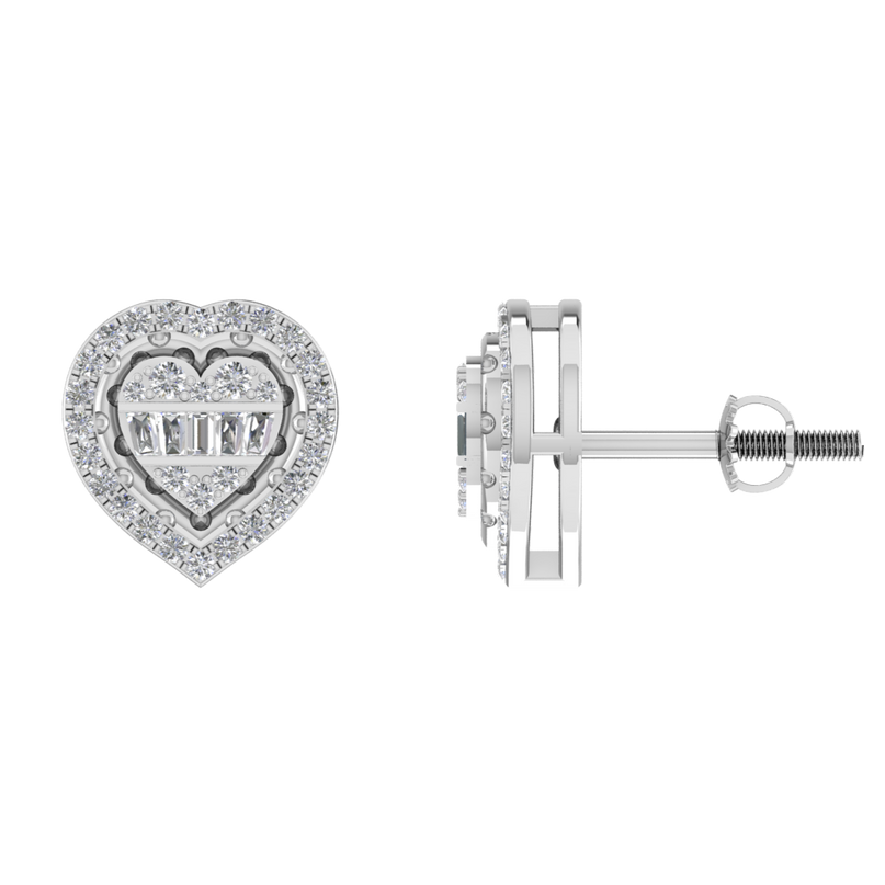 Van Hoef _ Natural Diamond Heart Stud Earrings 18K White Gold – 0.79ct – IGI Certified – Rhodium Plated
