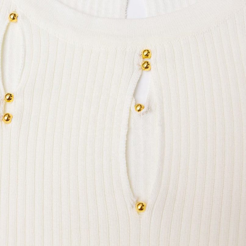 Sweater Dress – Sleeveless Bodycon – Cutout Detail – Luxury Designer Style