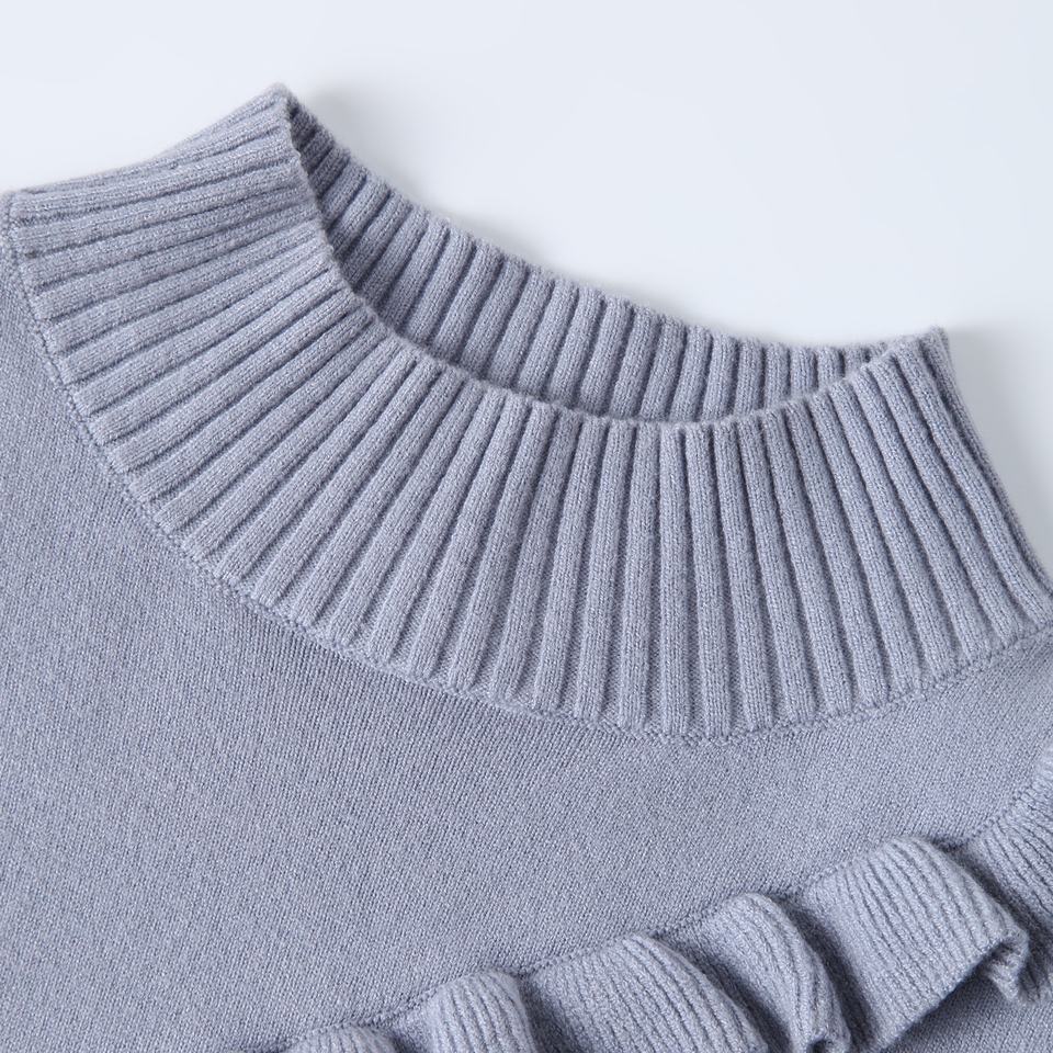 Pullover Sweater – Mock Neck – Ruffle Trim – Elegant Everyday Style