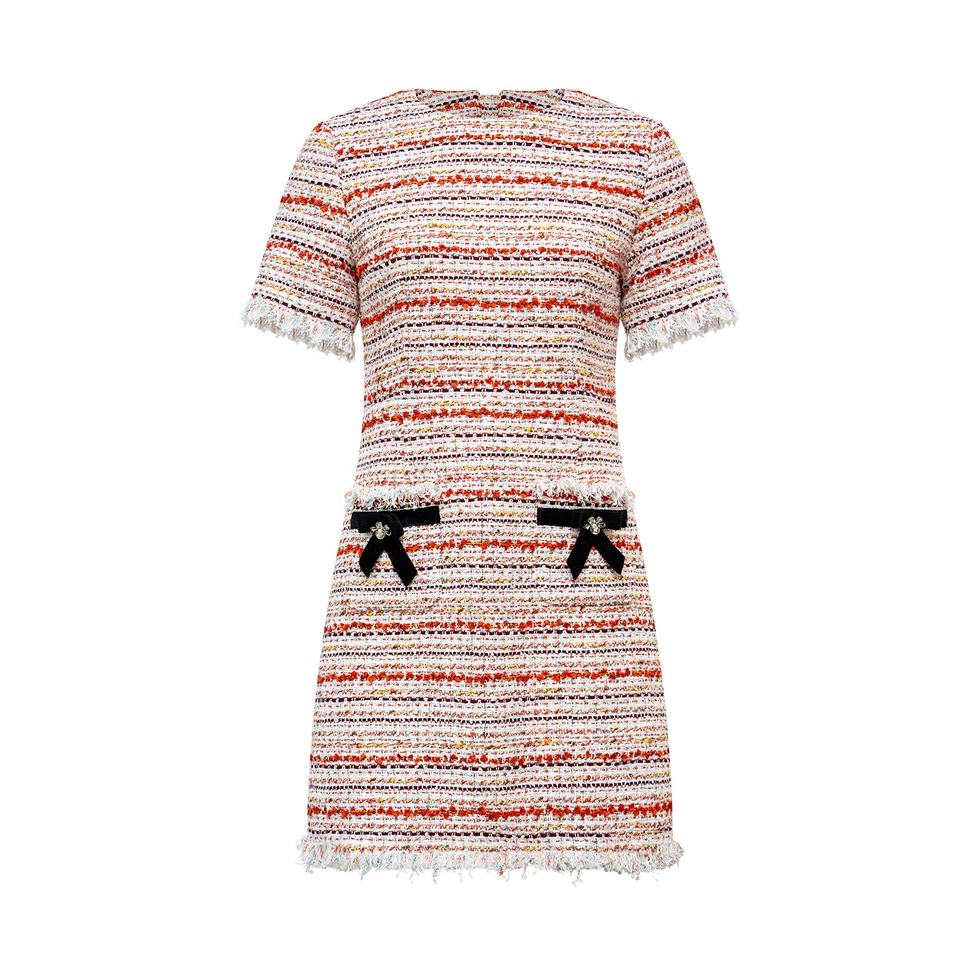 Mini Dress – Pink Tweed – Round Neckline – Elegant French Style
