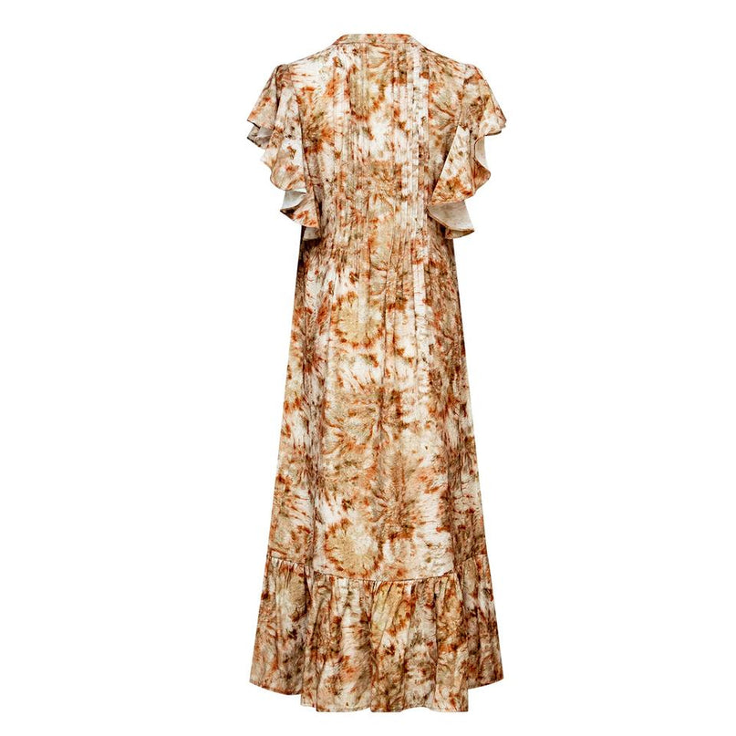 Maxi Dress – Floral Print – Ruffle Sleeve – Bohemian Dinner Style