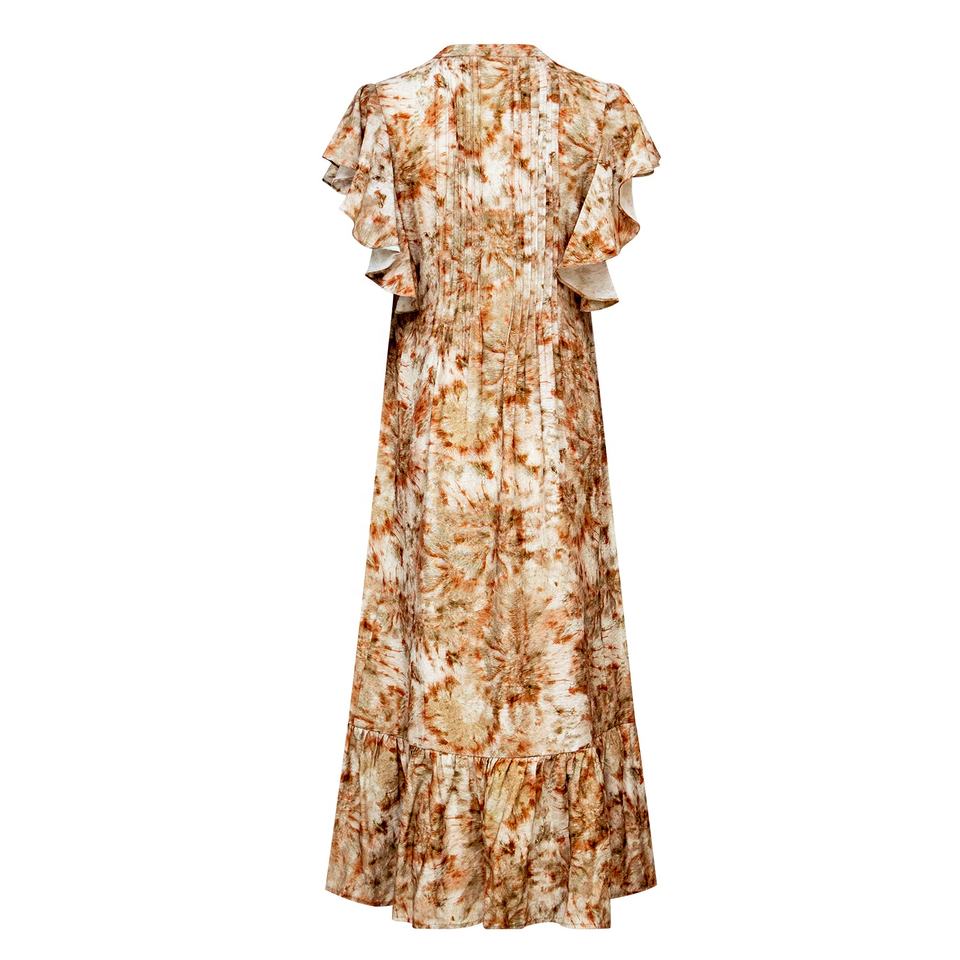 Maxi Dress – Floral Print – Ruffle Sleeve – Bohemian Dinner Style