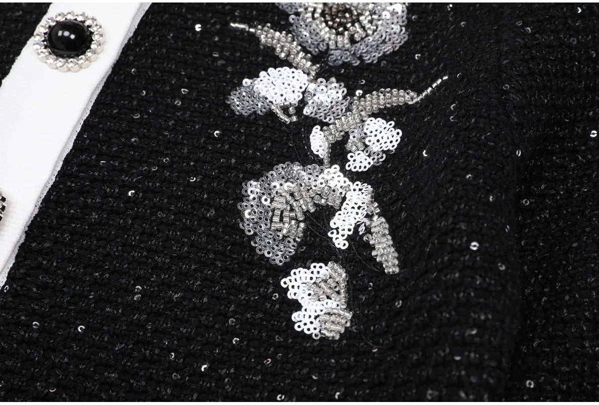 Sophia Van Hoef Embellished Cardigan And Midi Skirt Set