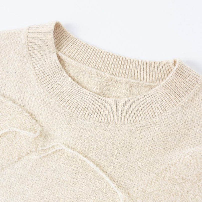 Sweater – Vintage Round Neck – Flock Embroidery – Elegant Everyday Style