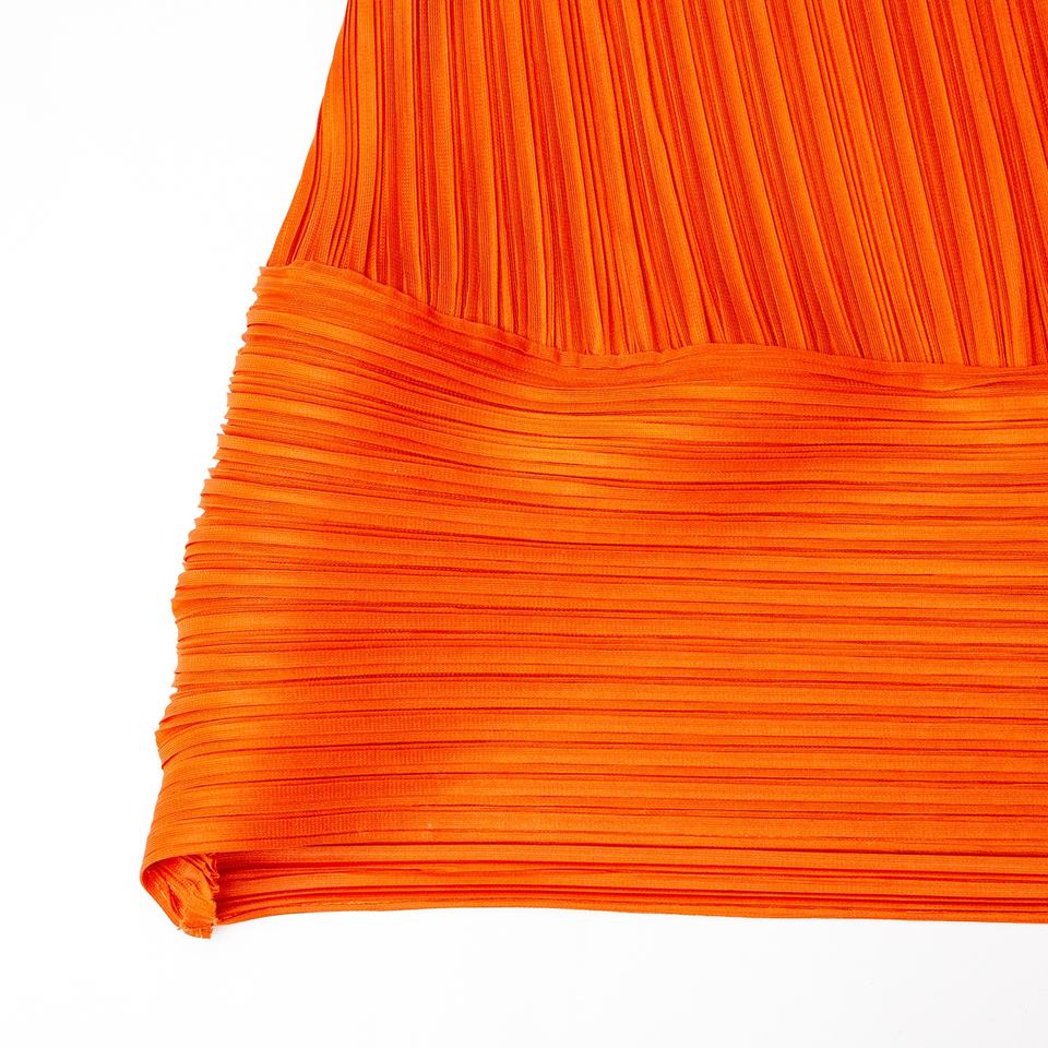 Midi Dress – Orange High Neck – Ruffle Detail – Elegant Vintage Style