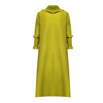 Maxi Dress – Green Floral Ruffle – High Collar – Elegant Abaya Style