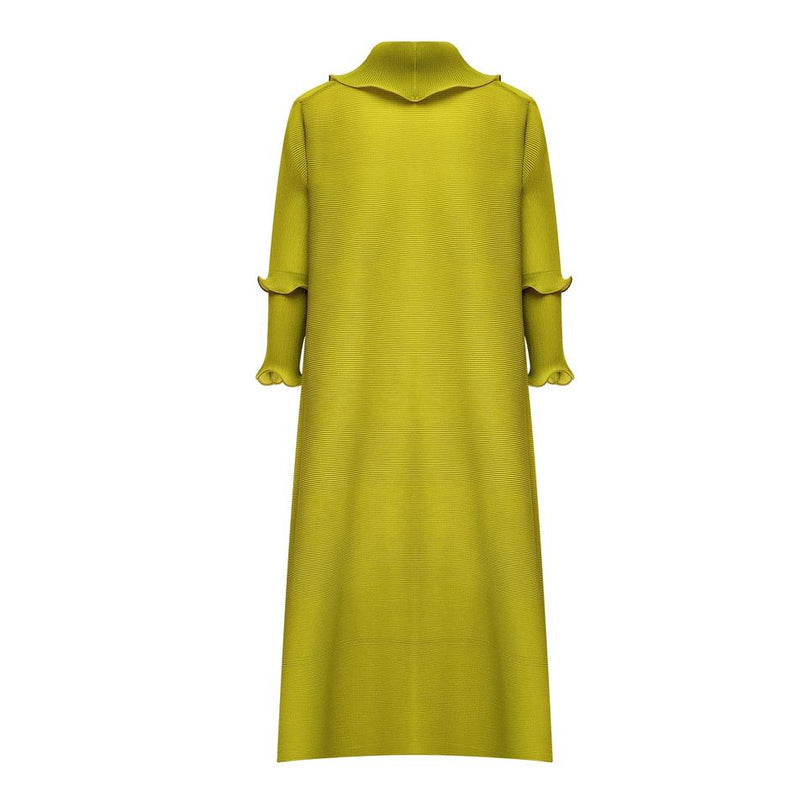 Maxi Dress – Green Floral Ruffle – High Collar – Elegant Abaya Style