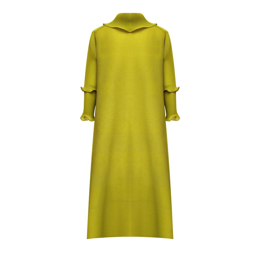 Maxi Dress – Green Floral Ruffle – High Collar – Elegant Abaya Style