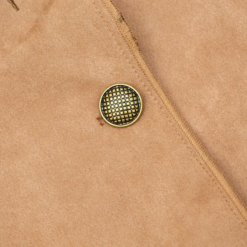 Suede Jacket – Embroidered Design – Lapel Collar – Vintage Luxury Style