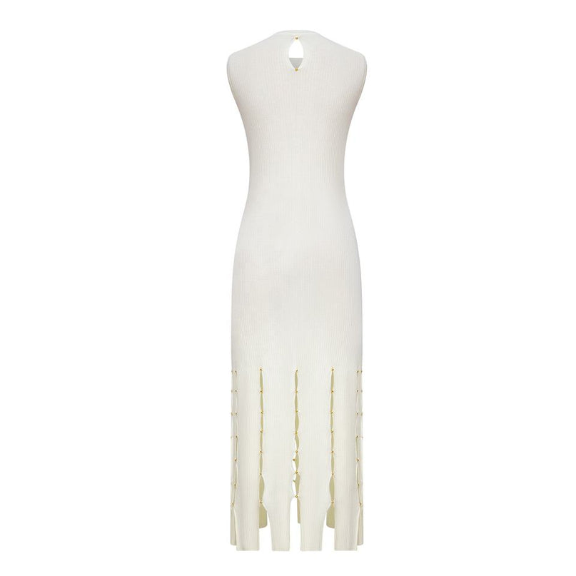 Sweater Dress – Sleeveless Bodycon – Cutout Detail – Luxury Designer Style