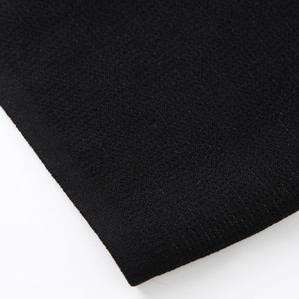 Knit Dress – Black & White Stripes – Round Neckline – Elegant Midi A-Line