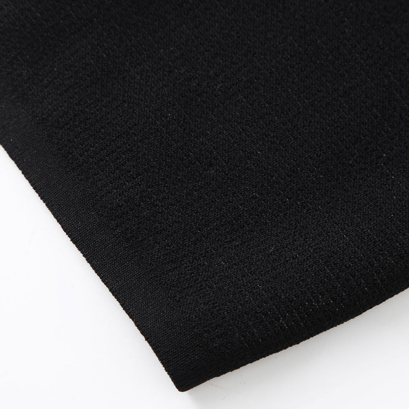 Knit Dress – Black & White Stripes – Round Neckline – Elegant Midi A-Line