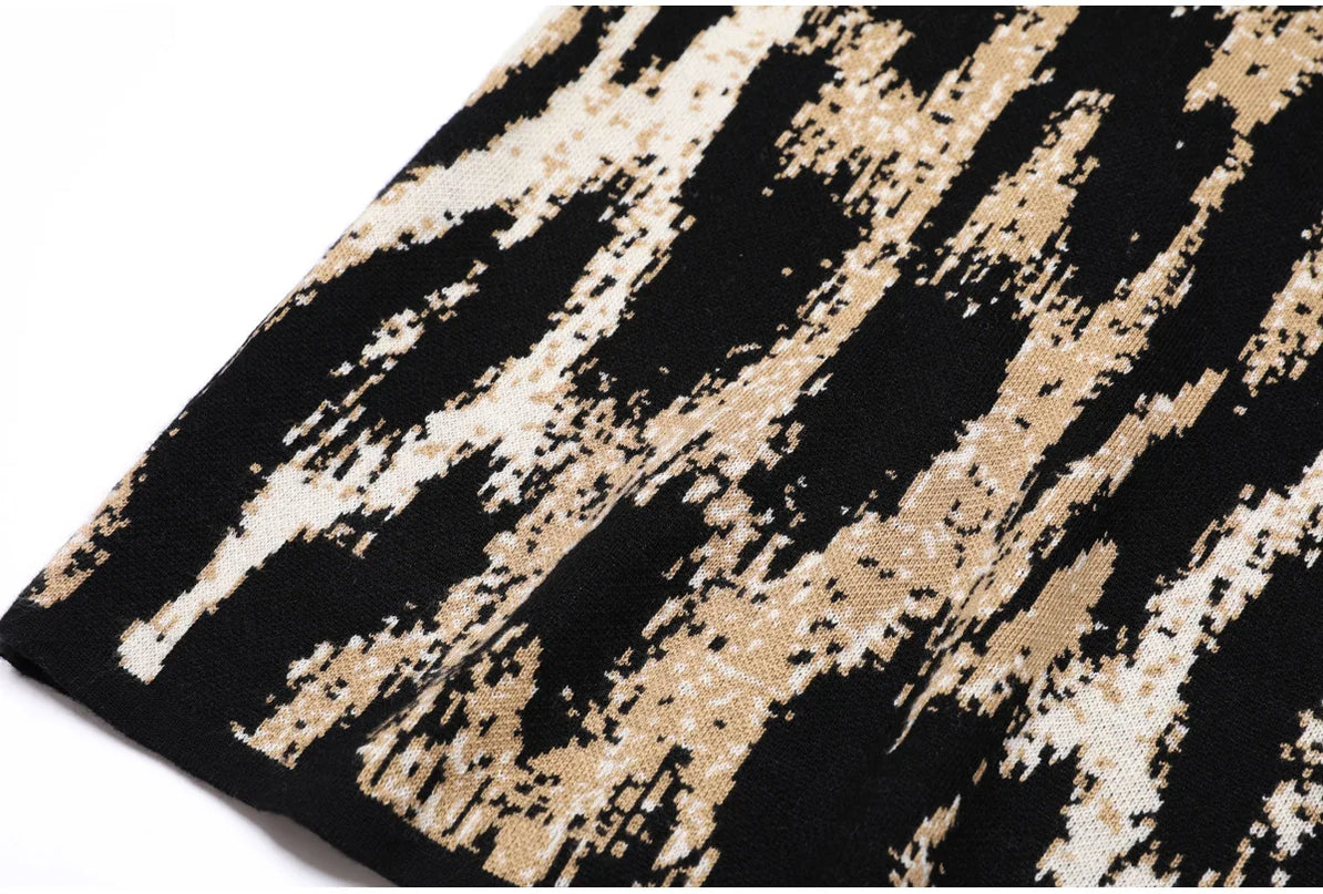 Selene Van Hoef Abstract Leopard Knit Midi Dress